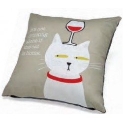 Accent Pillow - It's Not Drinking Alone if the Cat is Home