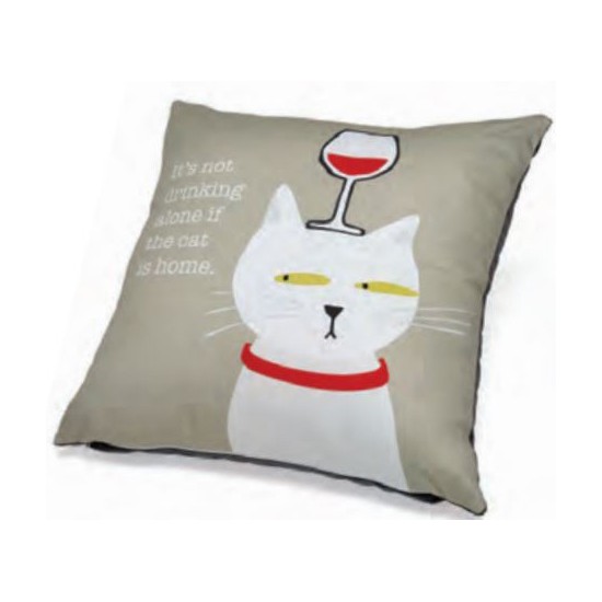 Accent Pillow - It's Not Drinking Alone if the Cat is Home