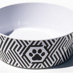 Bowl - Black & White Geo Paw