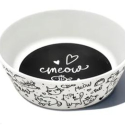 Bowl - Black & White Meow
