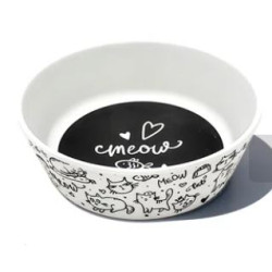Bowl - Black & White Meow