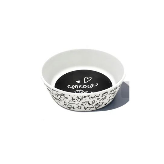Bowl - Black & White Meow