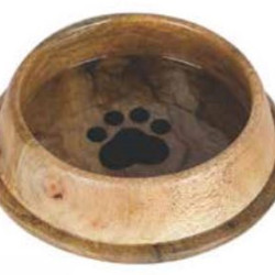 Wood Non Skid Bowl with Paw