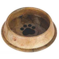 Wood Non Skid Bowl with Paw