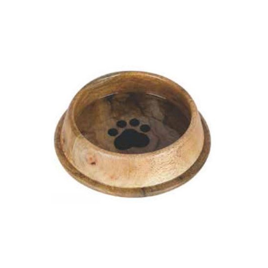 Wood Non Skid Bowl with Paw