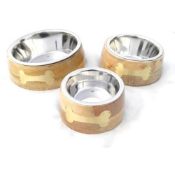 Wood Sleeve - Round with Copper Bone and Removable SS Bowl
