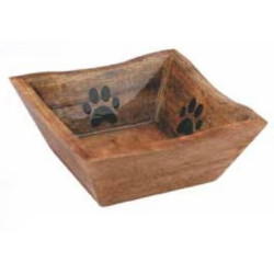 Wooden Bowl - Square with Paw Design