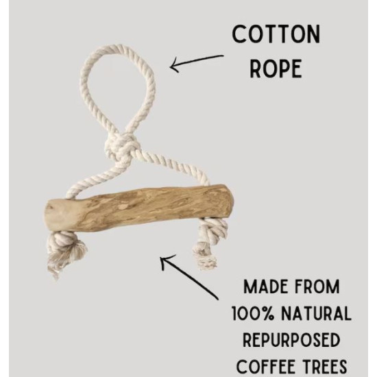 Tug & Chew Coffee Wood Rope Toy