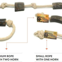 Cotton/Jute Rope Tug Toy with Buffalo Horn