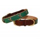American Traditions Leather and Ribbon Dog Collar & Leash