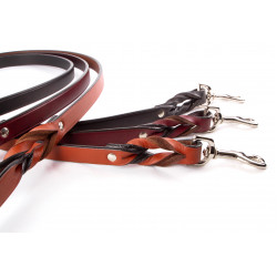 Braided Leather Leash, Two-Handled Leash, Pull/Correction Tab