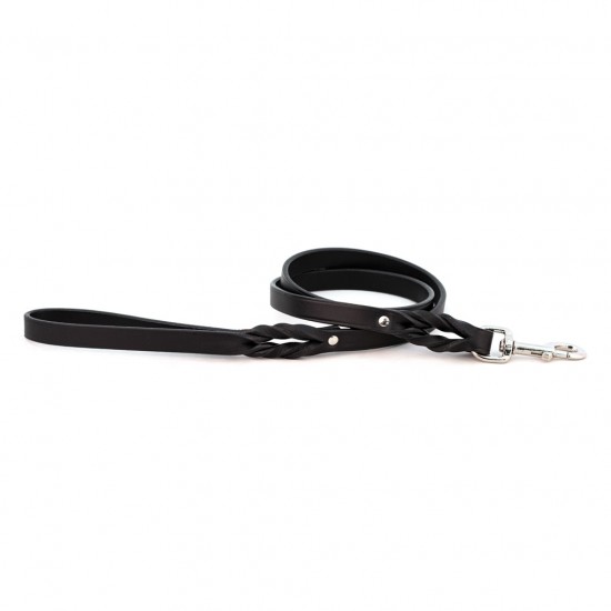 Braided Leather Leash, Two-Handled Leash, Pull/Correction Tab