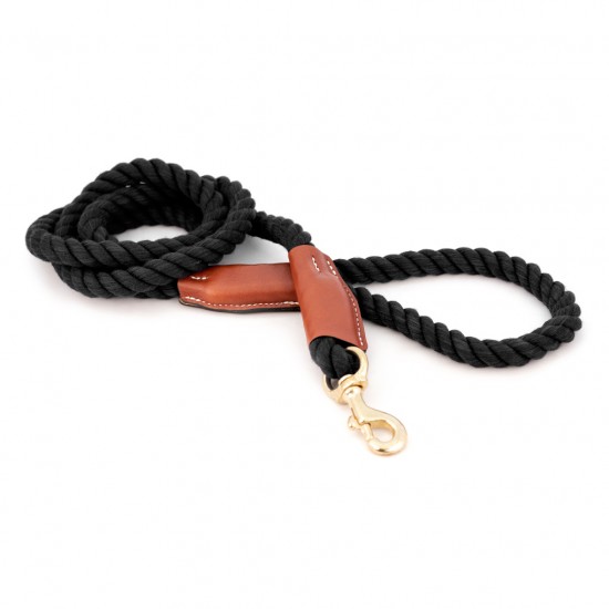 Cotton Rope with Leather Accents Collar