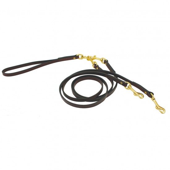 Leather Two Dog Walker No Tangle Leash