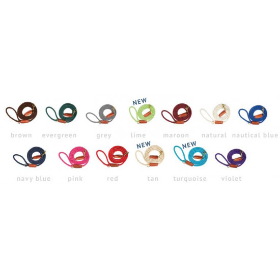 Cotton Rope with Leather Accents Leash - Slip End (Medium 1/2")