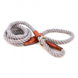 Cotton Rope with Leather Accents Leash - Slip End (Medium 1/2")