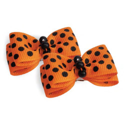 Small Bows - Orange Polka Dot