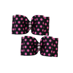 Small Bows - Black Pink Dots