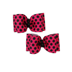 Small Bows - Hot Pink Black Dots