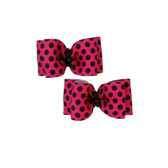 Small Bows - Hot Pink Black Dots