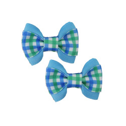 Small Bows - Blue Green Gingham