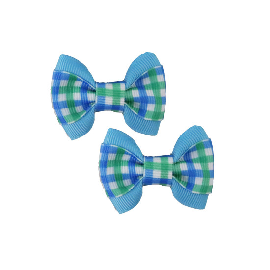 Small Bows - Blue Green Gingham