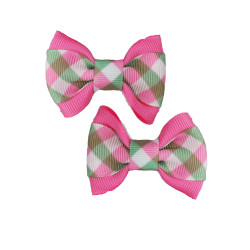 Small Bows - Pink Green Gingham