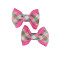 Small Bows - Pink Green Gingham