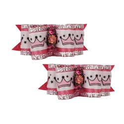 Small Bows - Pink Crowns Silver Glitter