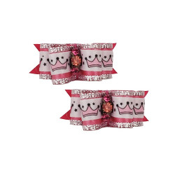 Small Bows - Pink Crowns Silver Glitter