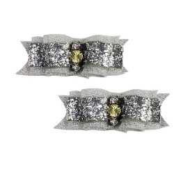 Small Bows - Silver Glitter
