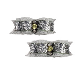 Small Bows - Silver Glitter