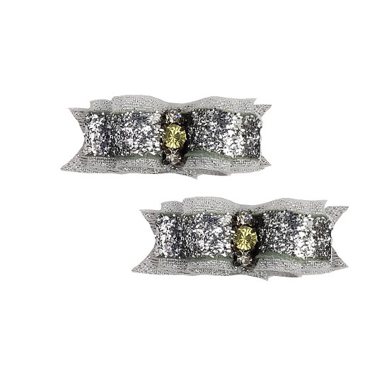 Small Bows - Silver Glitter