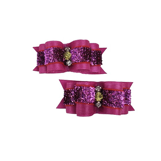 Small Bows - Pink Glitter