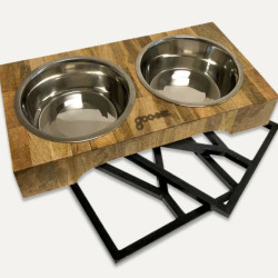 3-in-1 Adjustable Mango Wood Double Feeder