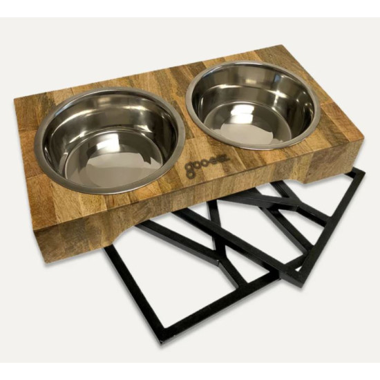 3-in-1 Adjustable Mango Wood Double Feeder