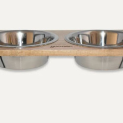 Mango Wood & Metal Double Feeder