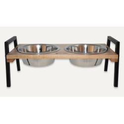 Mango Wood & Metal Double Feeder