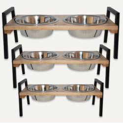 Mango Wood & Metal Double Feeder