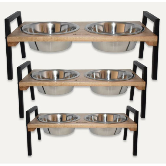 Mango Wood & Metal Double Feeder