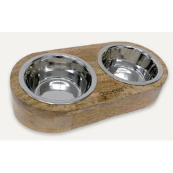 Inclined Mango Wood Double Feeder