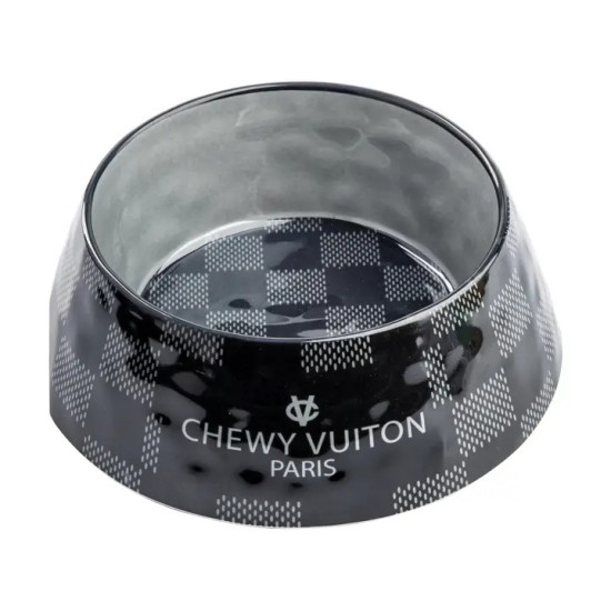 Black Checker Chewy Vuiton Bowl